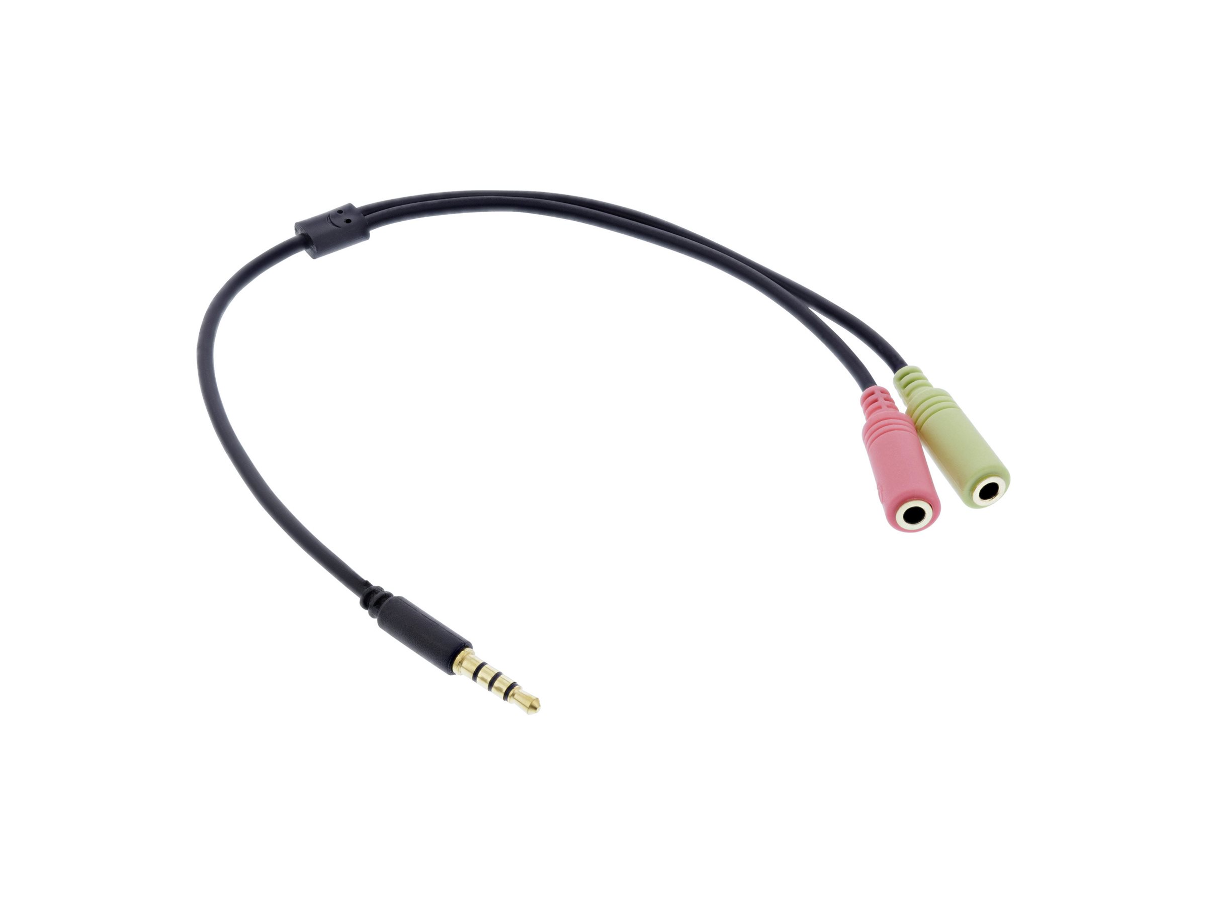 InLine Audio Headset Adapterkabel 3,5mm Klinke Stecker 4-pol. an 2x 3,5mm Klinke Buchse 1 m Schwarz