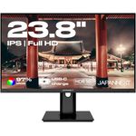JAPANNEXT Monitor 23.8" IPS Full HD (1920x1080) | HDR | USB-C-Aufladung (65W) Höhen- & Neigungsverstellung (HSP) Integrierte Lautsprecher | G-Sync/FreeSync (JN-IPS238FHDR-C65W-HSP)