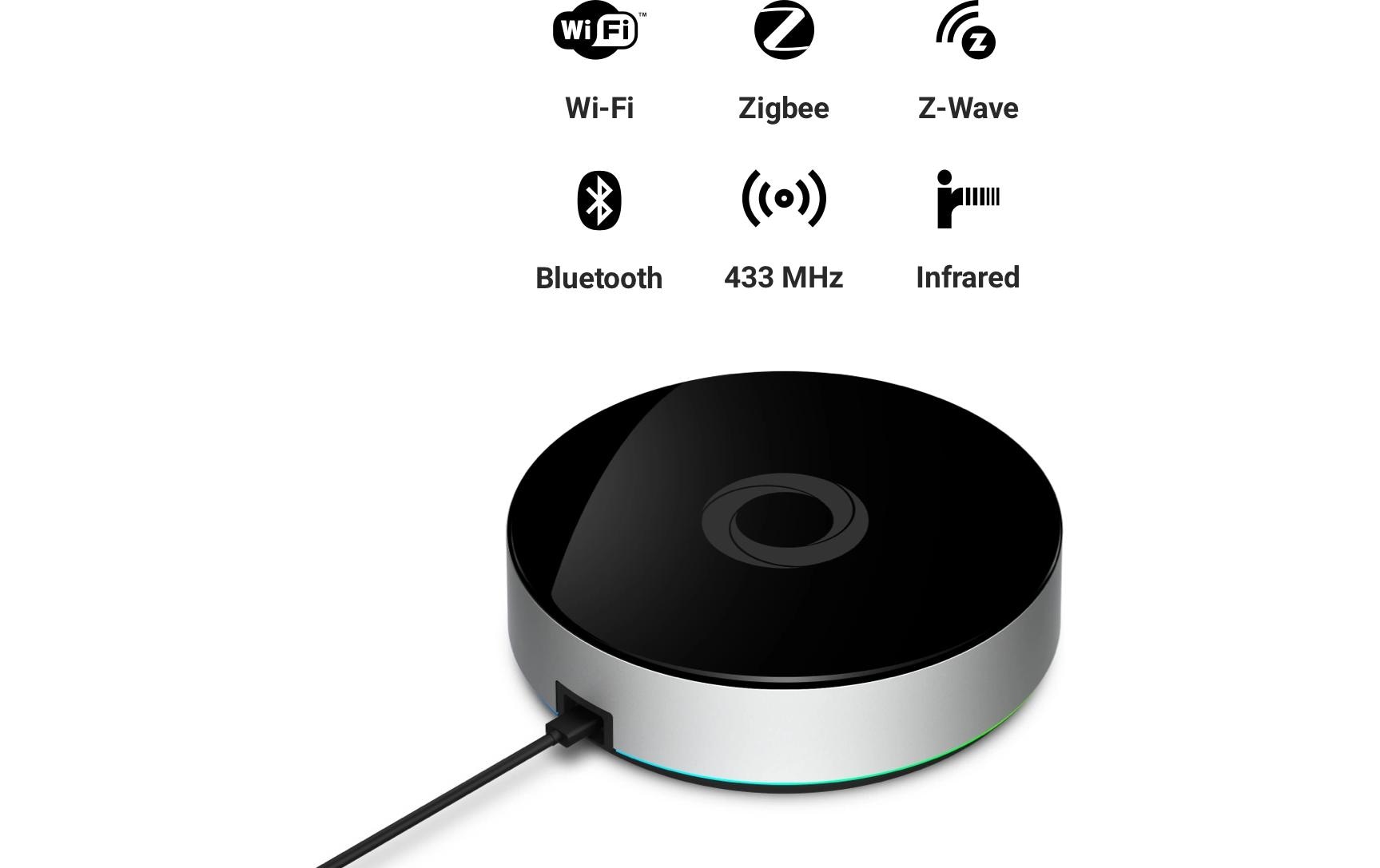 Homey Bridge Smart-Home-Zentrale Zigbee Z-Wave Bluetooth WLAN Schwarz Silber