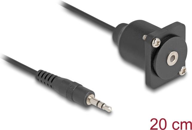 Delock D-Typ Kabel 3,5 mm 3 Pin Klinkenstecker zu Buchse schwarz 20 cm (88150)