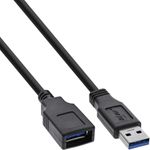 50er Bulk-Pack InLine® USB 3.0 Kabel Verlängerung, A Stecker / Buchse, schwarz, 2m (B-35620)