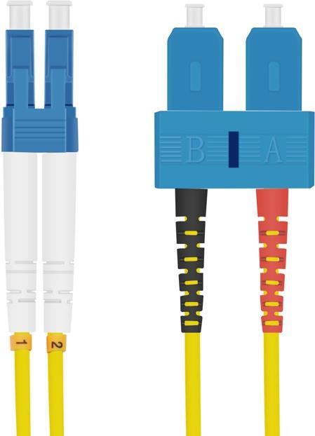 helos LWL Patchkabel 9/125µm OS2 LC/SC 15,0m SC Duplex Stecker/LC Duplex Stecker, gelb (216669)