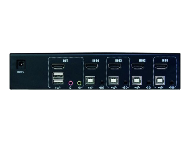 Dexlan KVM-Switch HDMI 1.4 4-fach 4K UHD USB Schwarz