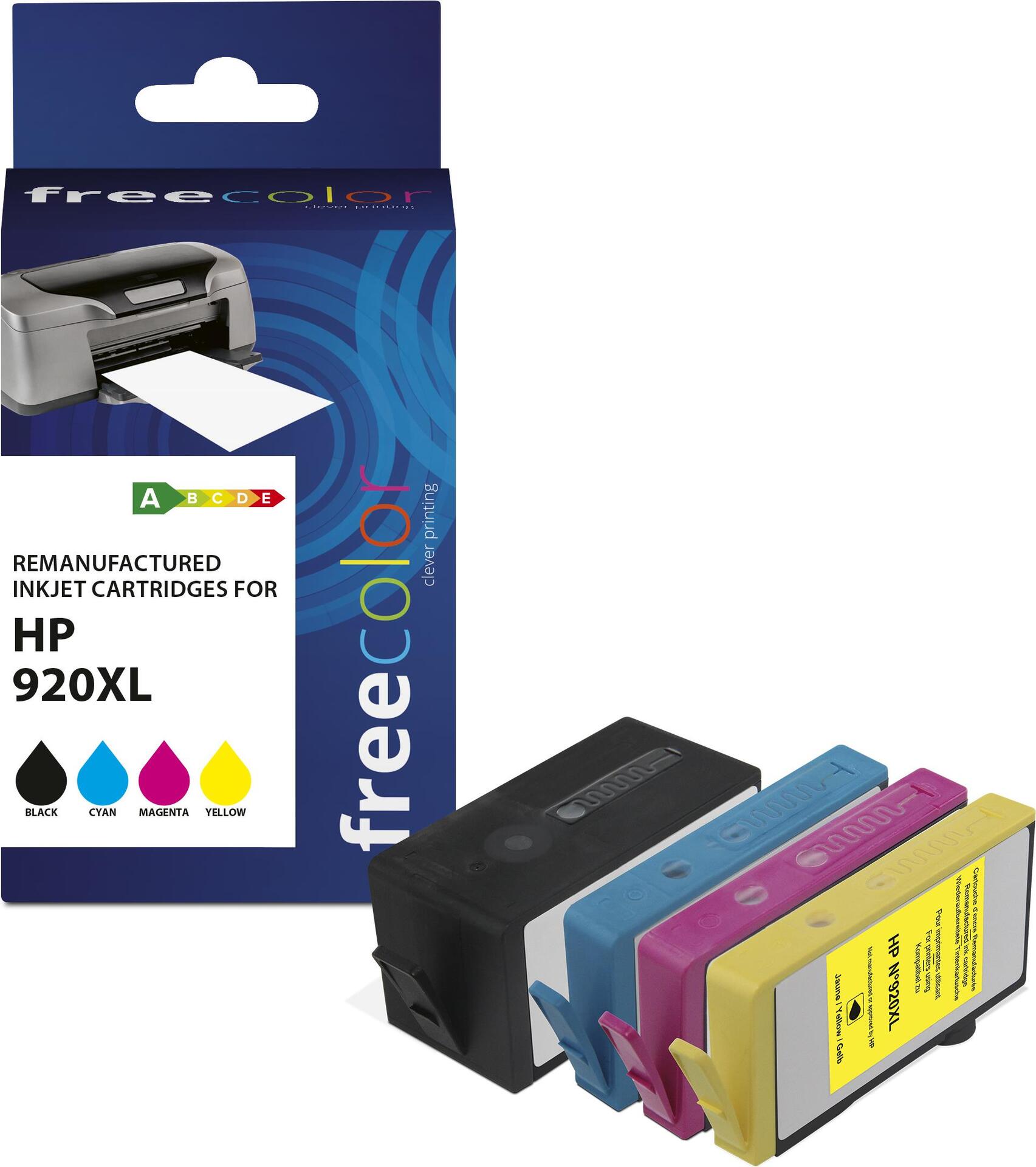 Freecolor K10319F7 Tintenpatrone HP 920XL High Yield Schwarz Cyan Magenta Gelb