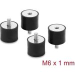 Delock Vibrationsdämpfer M6 x 1 mm D 25 x H 20 mm mit Innen und Außengewinde 4 Stück schwarz (60820)
