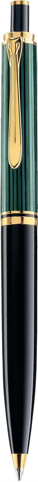 Pelikan K400. Produktfarbe: Schwarz, Gold, Grün, Schreibfarben: Schwarz, Typ: Clip-on-Einziehkugelschreiber. Menge pro Packung: 1 Stück(e), Verpackungsart: Geschenkbox (996835)