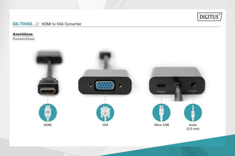 Digitus DIGITUS DA-70461 HDMI auf VGA Konverter Schwarz