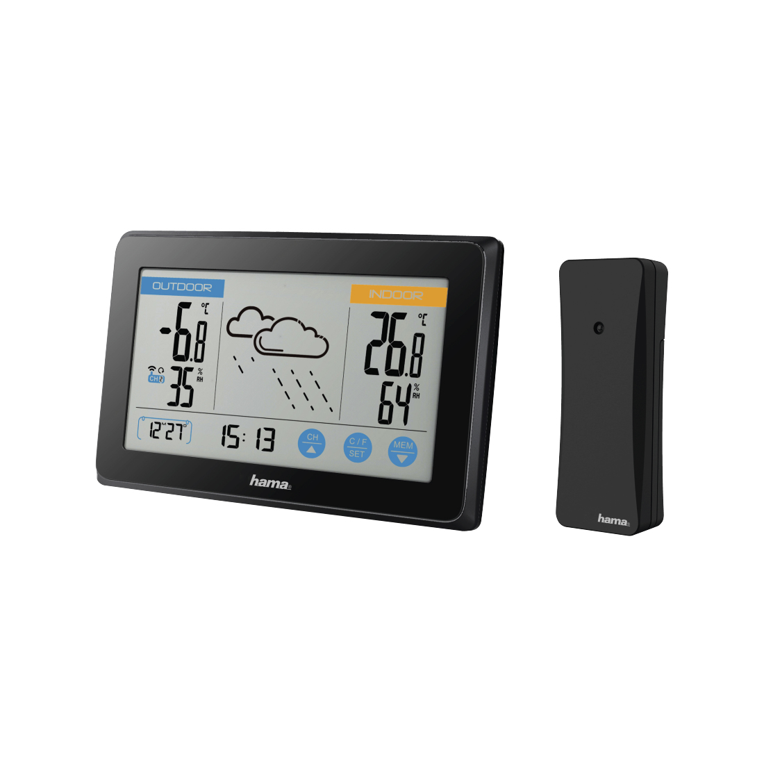 Hama Touch Wetterstation Kabellos LED Schwarz