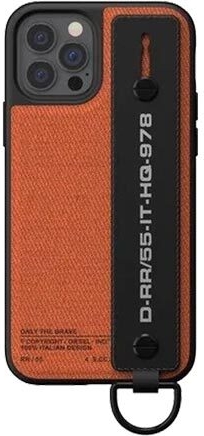 Diesel Handstrap Case Utility Twill Cover Black/Orange, für Apple iPhone 12 / 12 Pro (44288)