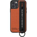 Diesel Handstrap Case Utility Twill Cover Black/Orange, für Apple iPhone 12 / 12 Pro (44288)