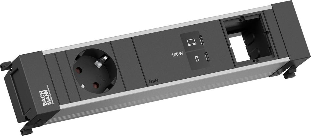 Bachmann Power Frame Tischanschluss 1x CEE7/3 1x USB-C/C PD 100W 1x CM 0,2m Kabel