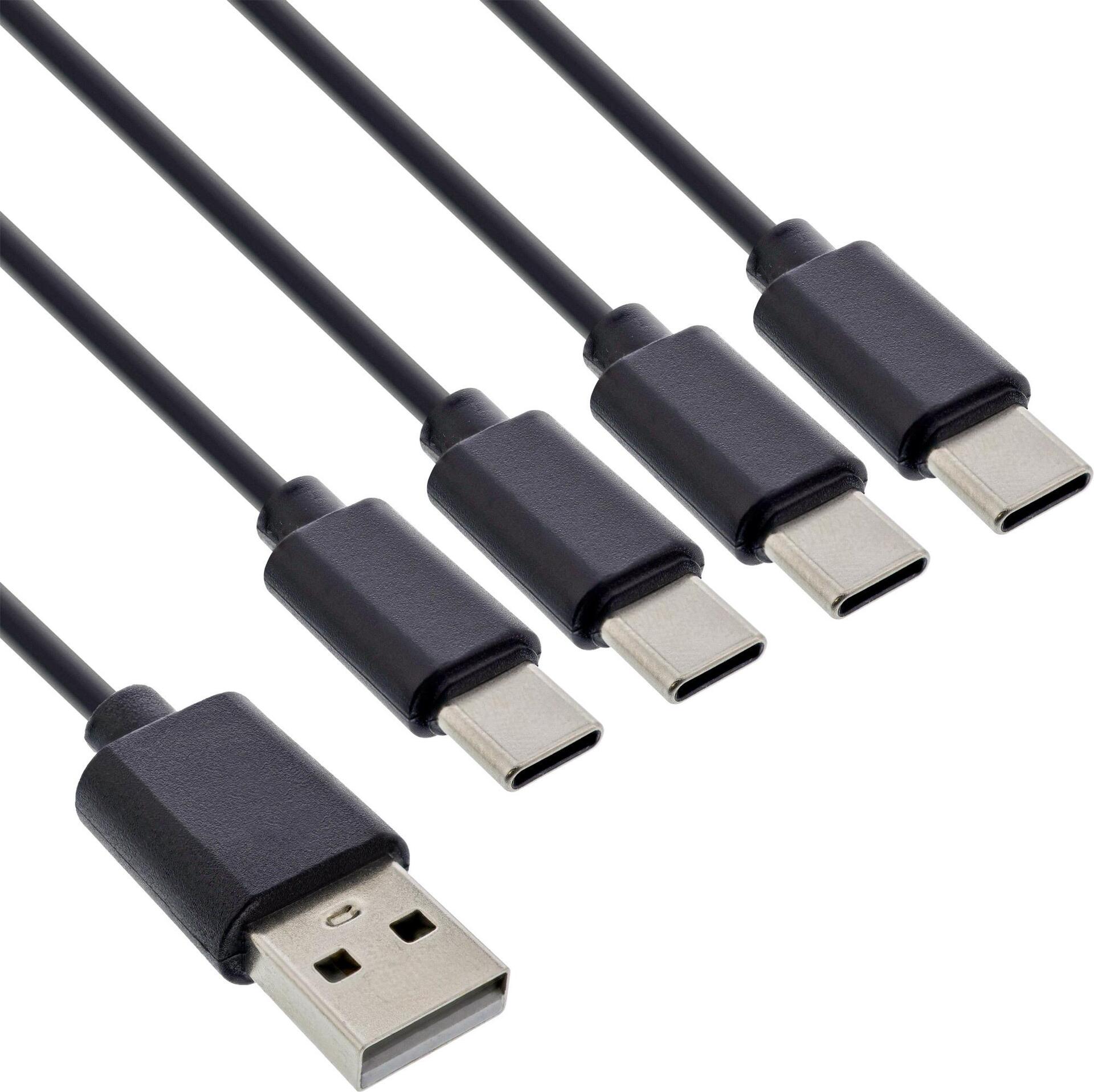 InLine USB 4in1 Y-Ladekabel 1x USB-A Stecker an 4x USB-C Stecker schwarz 2m (35142)