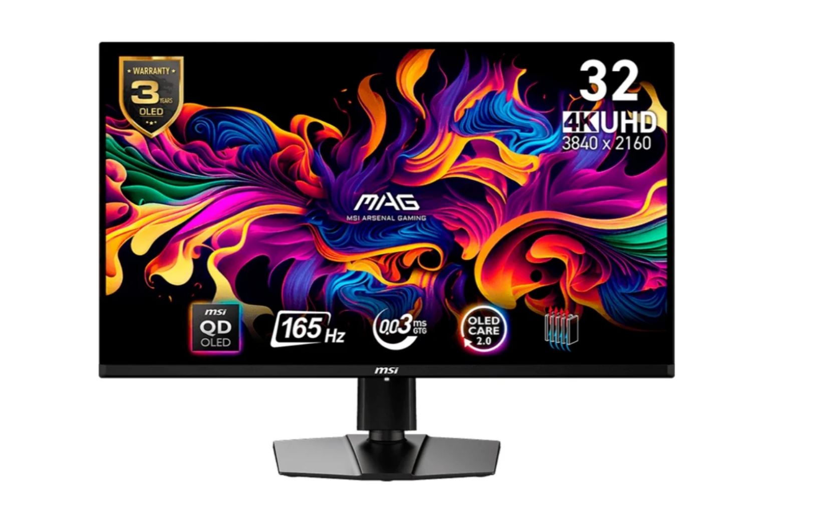 MSI MAG 321UPDE QD-OLED, Gaming-Monitor - (80 cm (31.5 Zoll), schwarz, UltraHD/4K, AMD FreeSync Premium Pro, USB-C, 165Hz Panel) [Energieklasse G] (9S6-3DD39T-025)