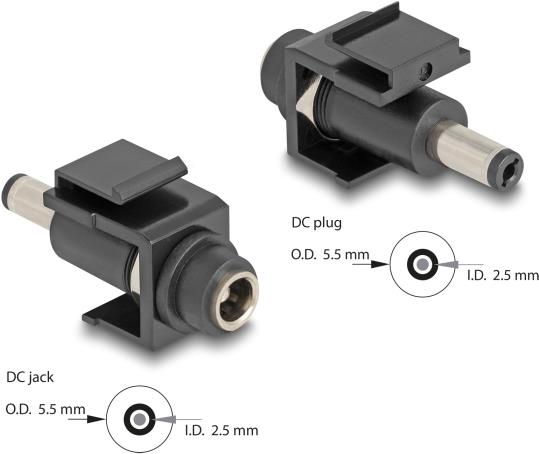 Delock Keystone Modul DC 5.5 x 2.5 mm Buchse zu 5.5 2.5 Stecker (84166)