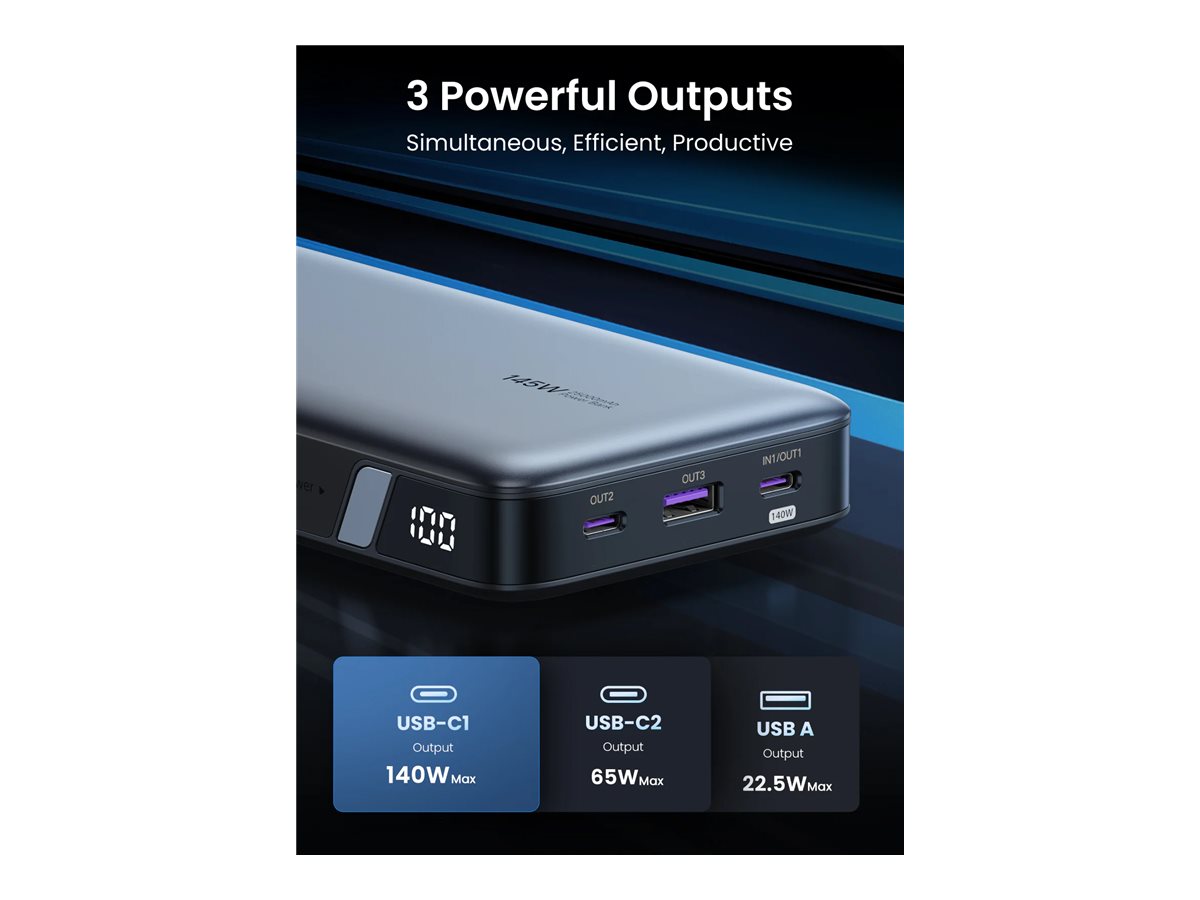 Ugreen 90597A Powerbank 25000 mAh 145 W Grau