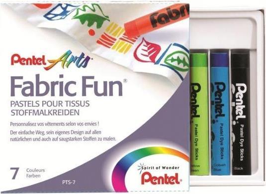 Pentel Arts Fabric Fun Stoffmalkreide PTS-7, 7er Karton-Etui, säurefrei