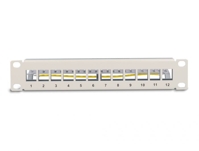 Delock 66875 Keystone Patchpanel 12 Port 10" 1 HE mit Zugentlastung Grau
