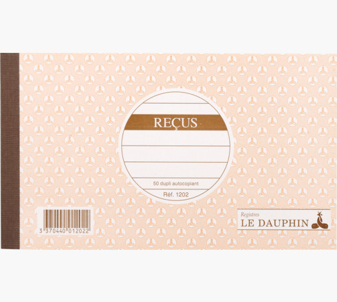 Le Dauphin Manifold Recus Dupli 1202D Quittungsbuch Hardcover 105 x 180 mm Beige, Braun