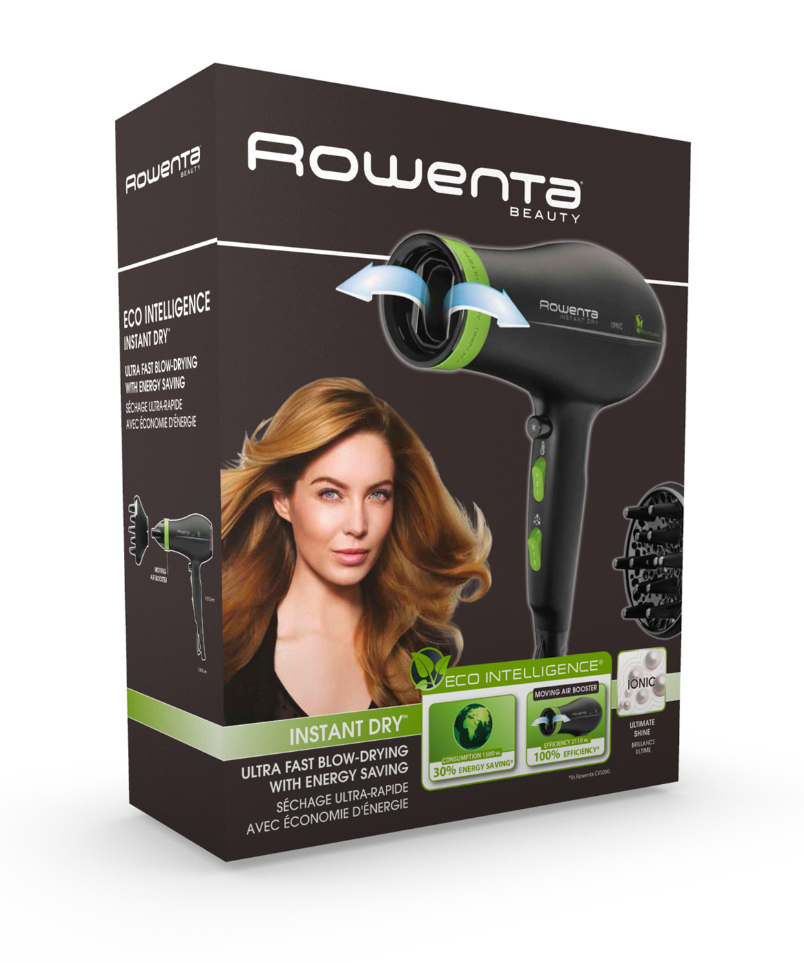 Rowenta CV6030 Eco Intelligence Haartrockner 1500 W Schwarz/Grün
