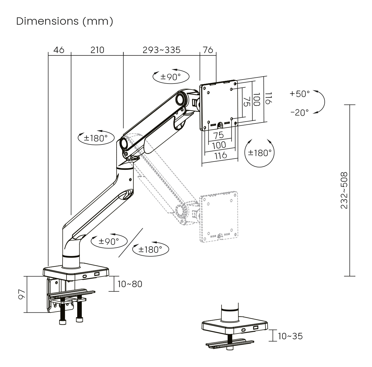 Digitus DA-90473 Single Monitorhalterung 49" 20 kg Schwarz