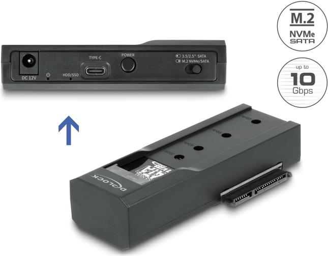 Delock USB Type-C™ Konverter für 1 x M.2 SSD oder 1 x SATA SSD / HDD (64253)