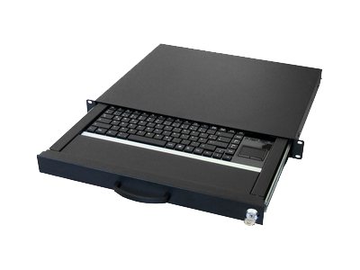 Aixcase AIX-19K1UKDETP-B 19" Tastaturschublade mit Touchpad USB PS/2 QWERTZ Deutsch Schwarz