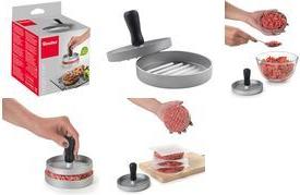 metaltex Hamburgerpresse Burger Chef, Durchmesser: 115 mm Material: Aluminium, PP, zum schnellen und einfachen Formen - 1 Stück (251726000)