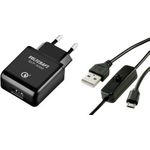 VOLTCRAFT QCP-3000 USM USB-Ladegerät Passend für: Raspberry Pi Ausgangsstrom (max.) 3000 mA 1 x USB 2.0 Stecker Micro-B mit Ein-/Aus-Schalter, Qualcomm Quick (QCP-3000 USM)