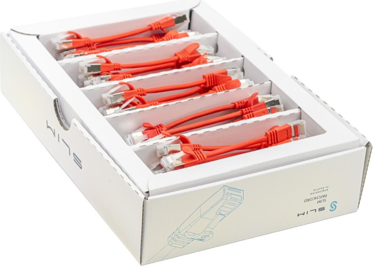 SLIM KAT6A 10 Gigabit Lightpatchkabel, 0,1m, U/FTP, Ø 3,8mm, rot, 50-Pack KAT6A LIGHT geschirmt (SLIM-LS-K6A 0.1 RD 50)
