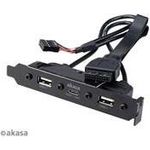 Akasa Internes USB 3.0/2.0 auf externes USB-C und 2x USB 2.0 Typ-A Adapterkabel - 40cm, schwarz (AK-CBUB53-40BK)