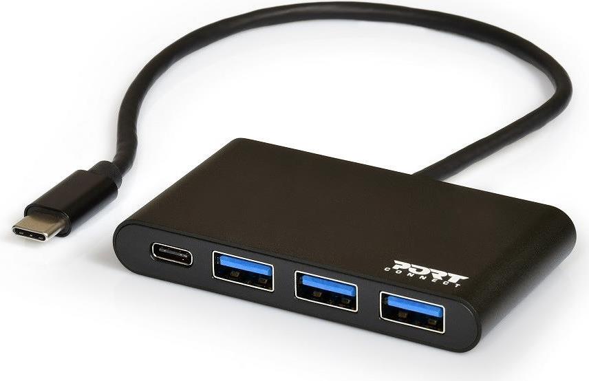 PORT Connect 900122 USB-C Hub 3x USB 3.0 + 1x USB-C Silber, Weiß