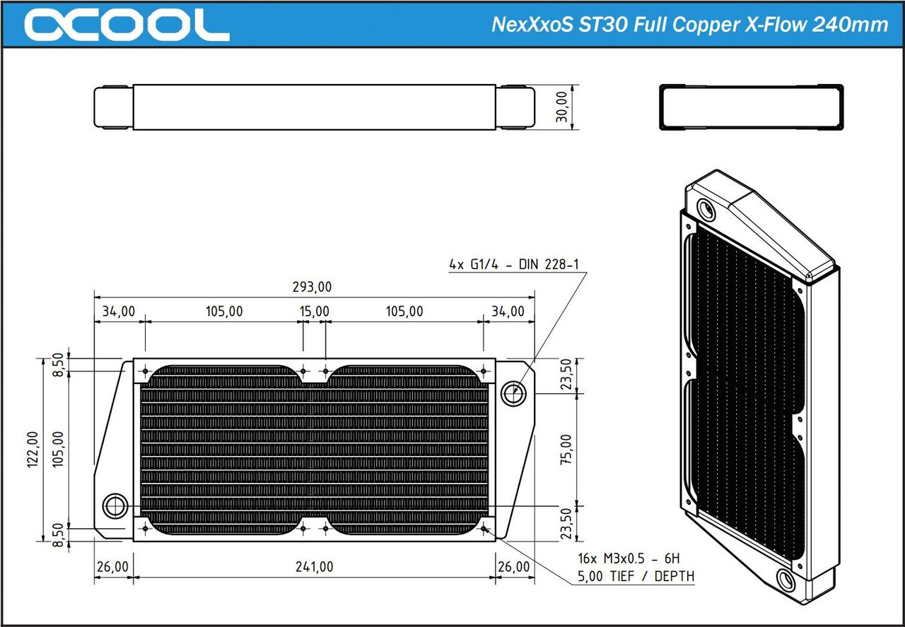 Alphacool NexXxoS ST30 Full Copper X-Flow 240mm Radiator (14229)