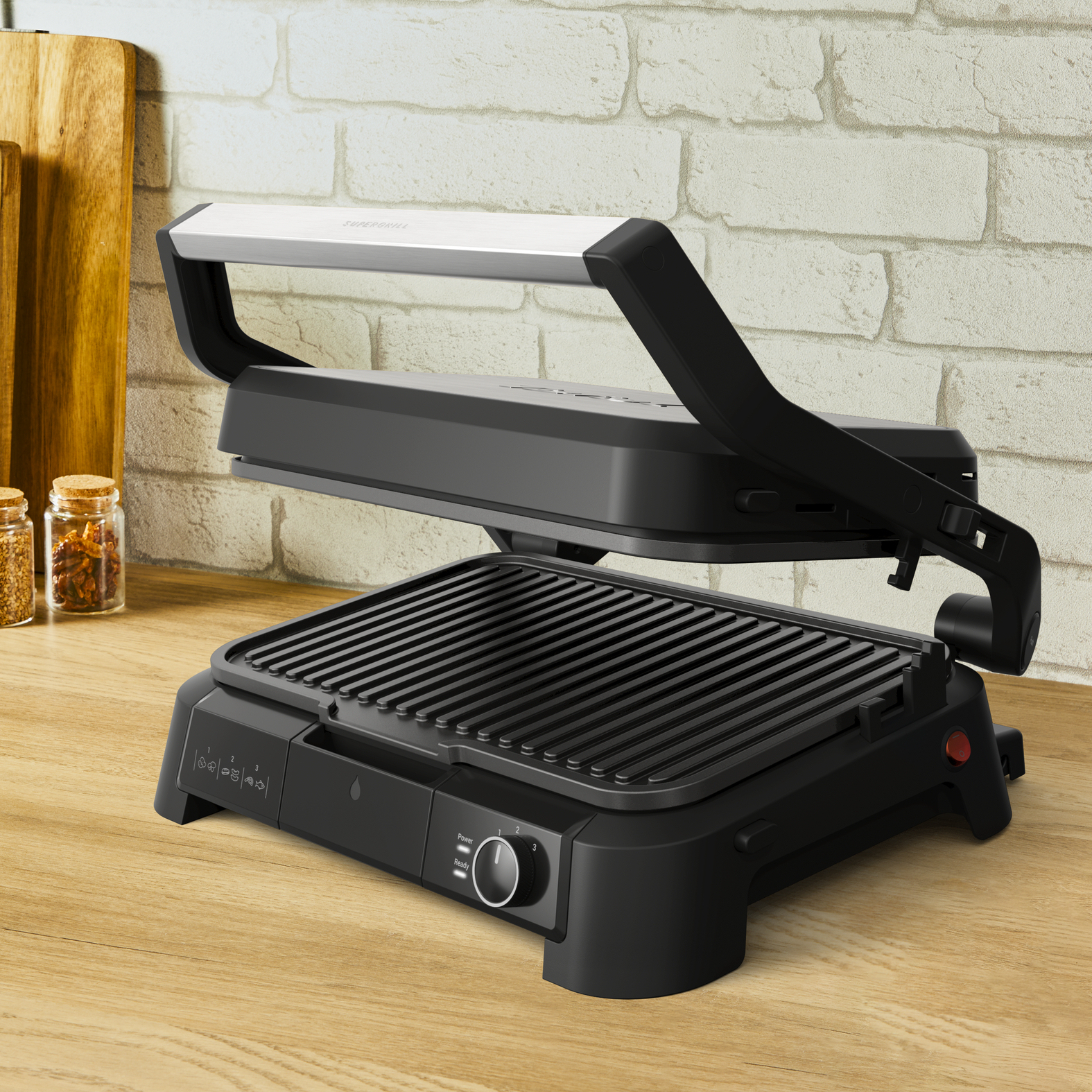 Tefal SuperGrill 3-in-1 XL Kontaktgrill GC 520 D 2000 W Schwarz, Edelstahl
