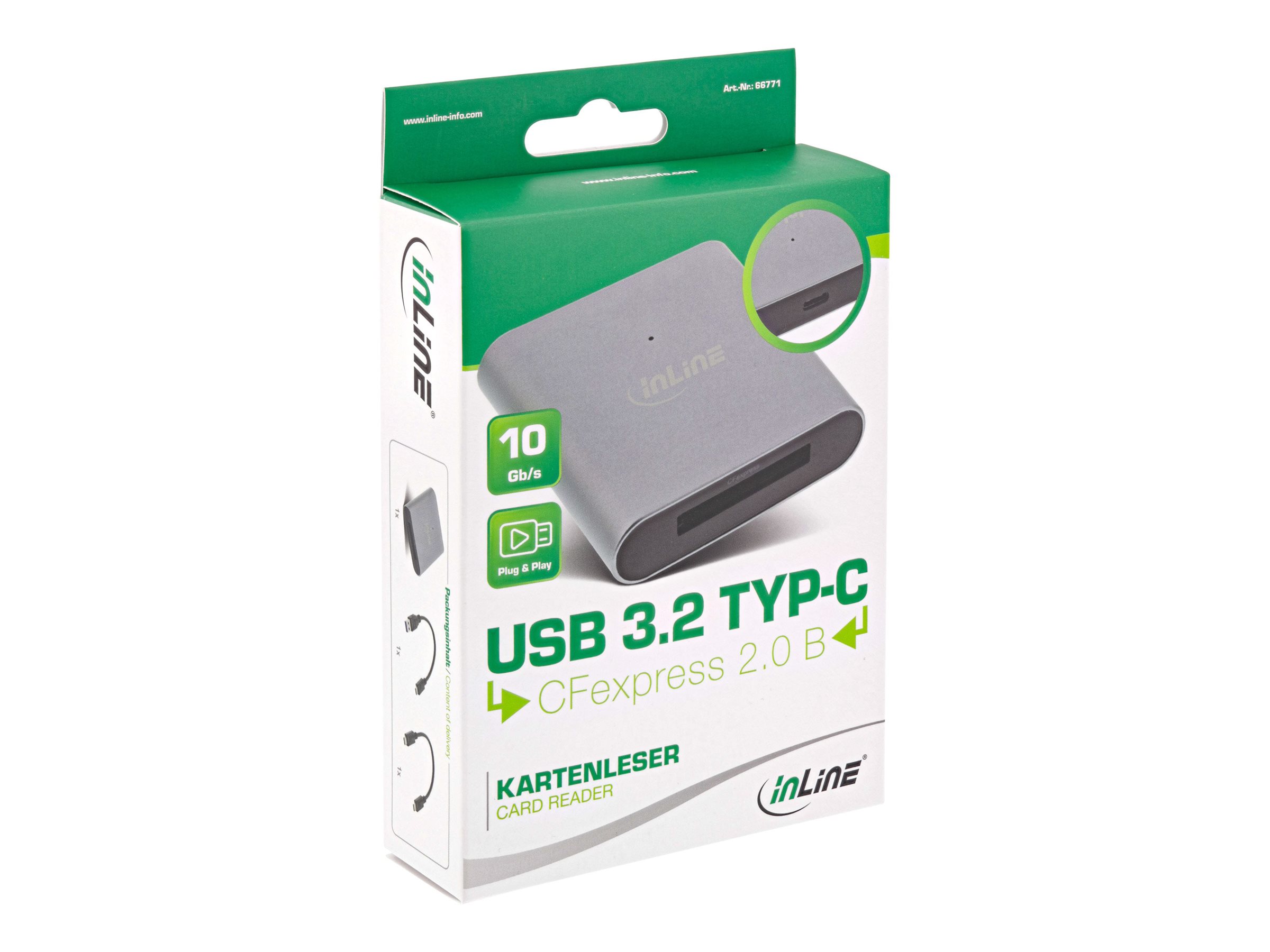 InLine Card Reader USB 3.2 Gen.2 USB-C oder USB-A für CFexpress Typ-B Schwarz