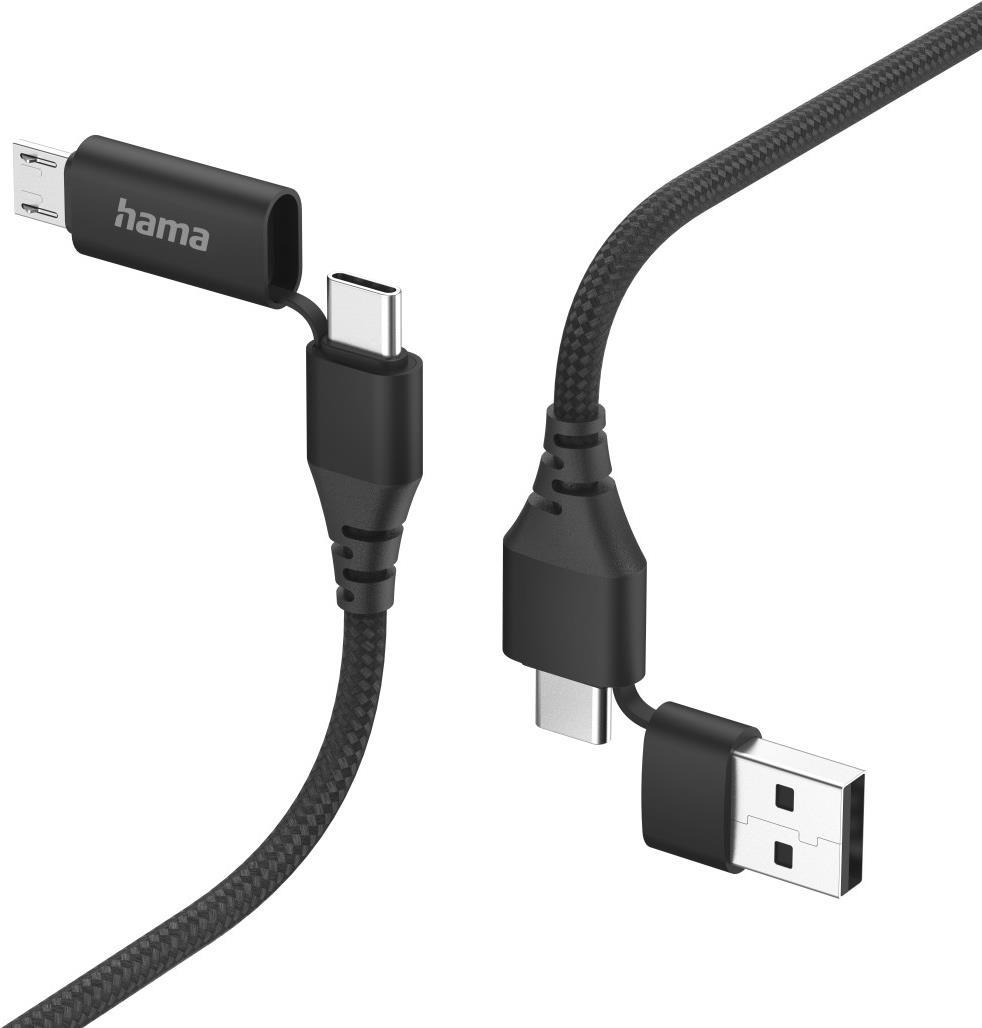 Hama 00201537 USB Kabel 1,5 m USB 2.0 USB A/USB C USB C/Micro-USB B Schwarz (00201537)