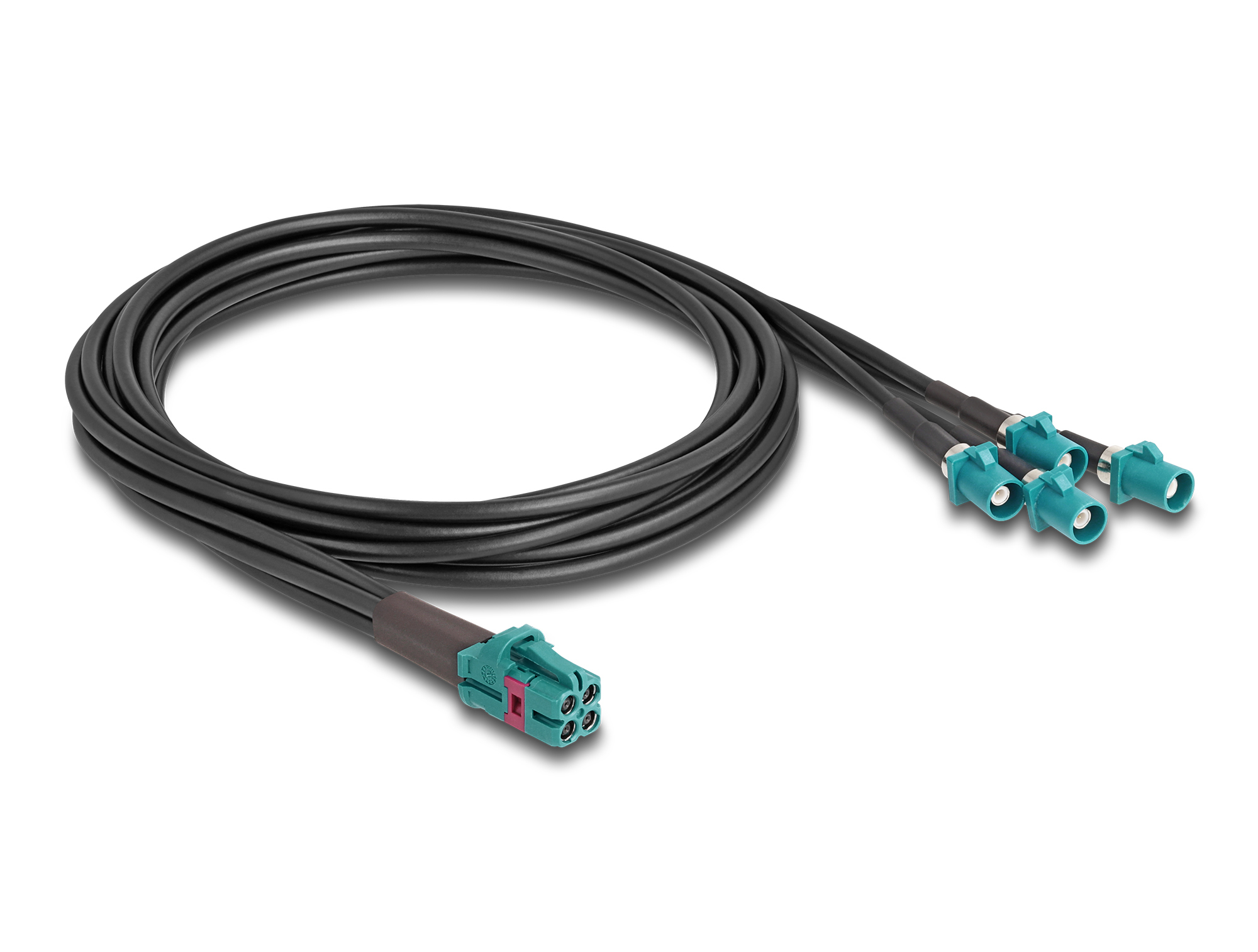 Delock 90141 Koaxialkabel 1 m Mini FAKRA Z zu 4 x FAKRA Z Schwarz, Blau
