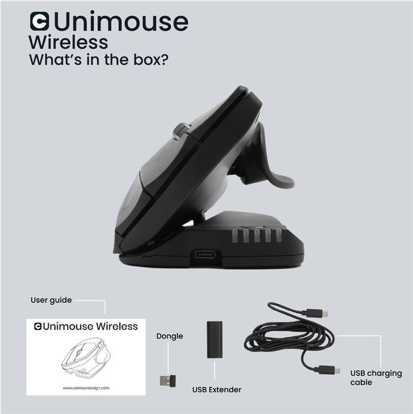 Contour Unimouse Vertikale Maus Kabellos Ergonomisch 7 Tasten Schwarz