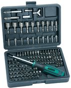 BRÜDER MANNESMANN Schraub- & Bit-Satz-Box, 122-teilig in einer Kunststoffbox, Bits aus Chrom-Vanadium Stahl - 1 Stück (M29896)