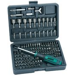 BRÜDER MANNESMANN Schraub- & Bit-Satz-Box, 122-teilig in einer Kunststoffbox, Bits aus Chrom-Vanadium Stahl - 1 Stück (M29896)