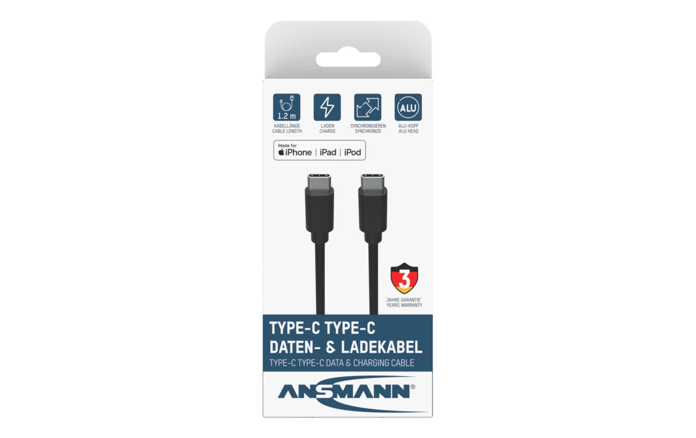Ansmann 1700-0121 USB-Kabel 0,12 m USB-C Schwarz