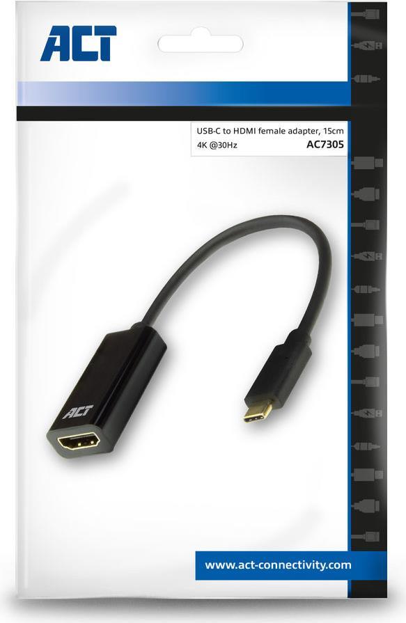 ACT AC7305 Videokabel-Adapter 0,15 m USB Typ-C HDMI Typ A (Standard) Schwarz (AC7305)