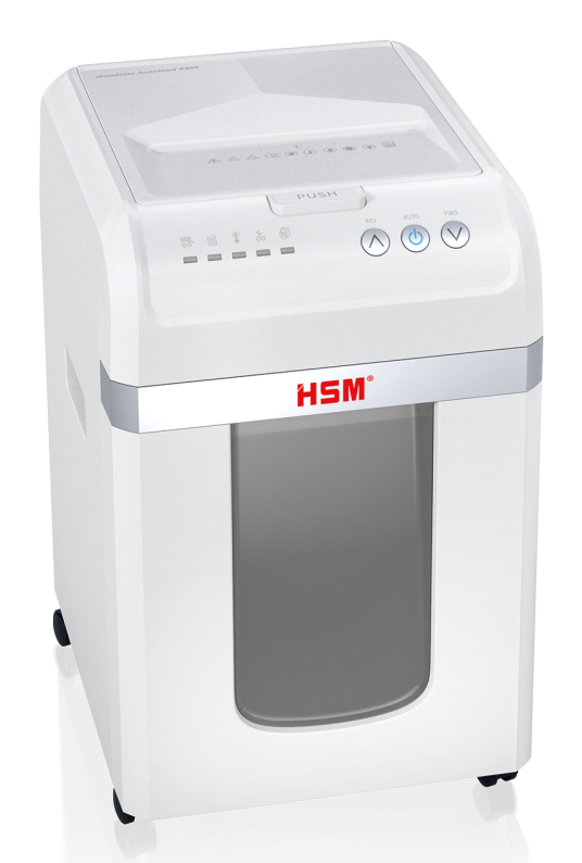 HSM Aktenvernichter shredstar Autofeed X200 Partikelschnitt 4 x 12 mm 30 l Weiß