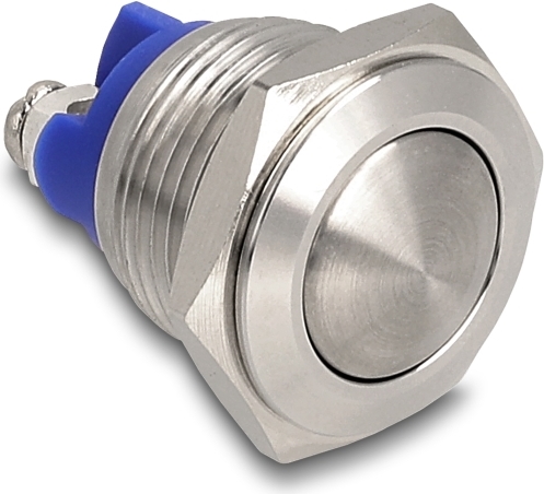 Delock Drucktaster zum Einbau 16mm 2 x Schraubklemme Taster gewölbt (22037)