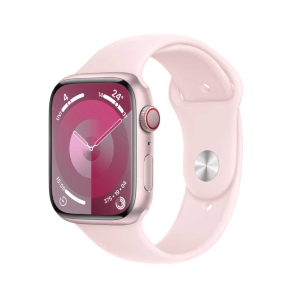 APPLE Watch Series 9 GPS + Cellular 45mm Pink Aluminium Case with Light Pink Sport Band - M/L (MRML3QF/A)
