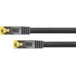 Python® Series RJ45 Patchkabel mitCat.7 Rohkabel, Rastnasenschutz (RNS®) und Nylongeflecht, S/FTP, PiMF, halogenfrei, 600MHz, OFC, schwarz, 2m (8070PY-020S)