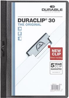 Durable DURACLIP 30. Produktfarbe: Schwarz, Transparent, Material: PVC, Maximale Kapazität: 30 Blätter (220001)