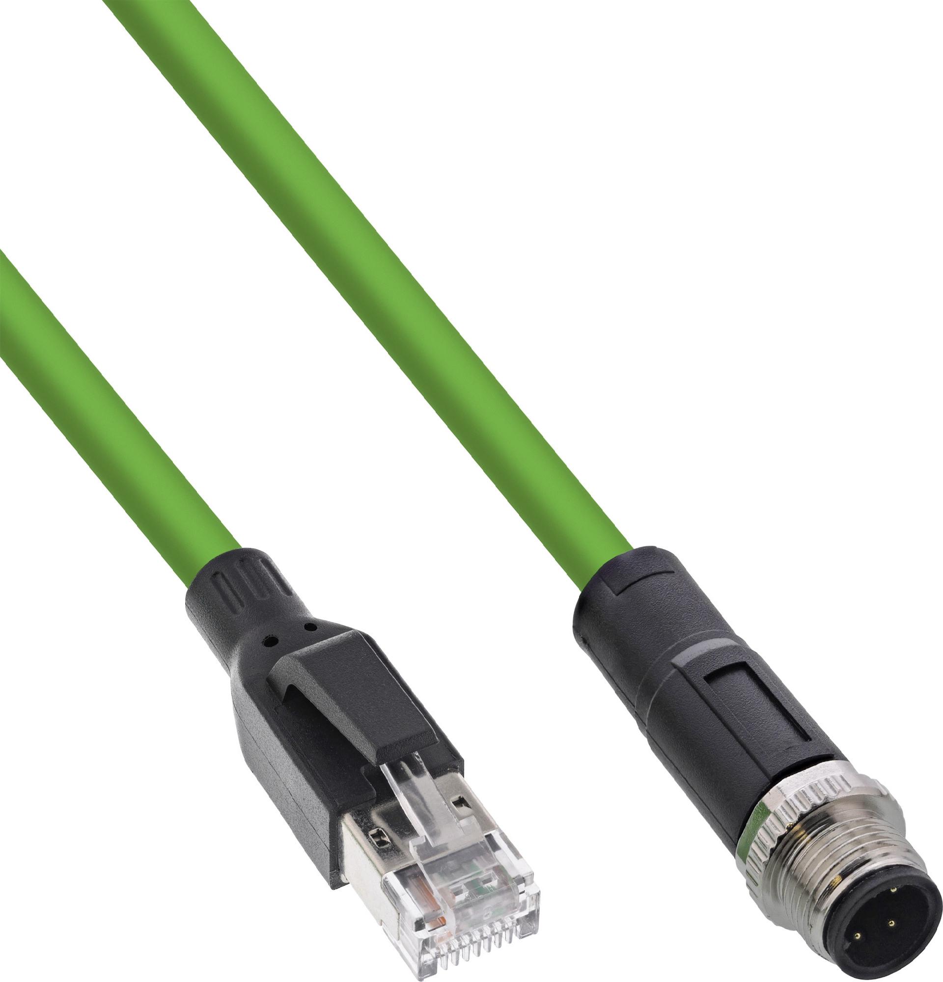 InLine Industrie Netzwerkkabel M12 4-pin D-kodiert zu RJ45 10 m SF/UTP Grün