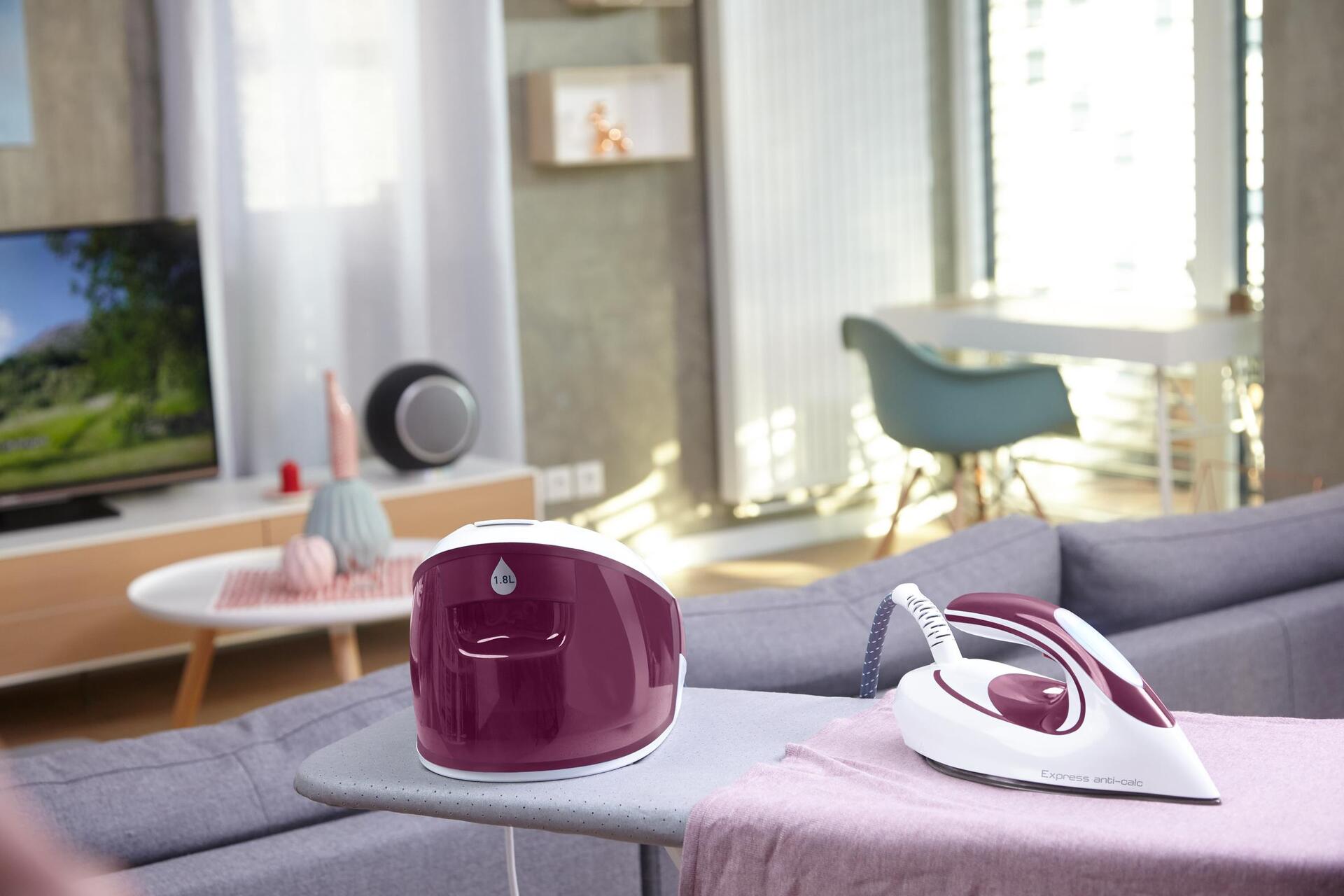 Tefal Express Anti-Calc SV8054 Dampfbügelstation 2800 W 1,8 l Durilium Airglide White/Violet