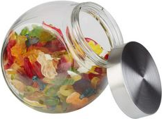 APS Vorratsglas mit Deckel (B)125 x (T)190 x (H)180 mm Glaskugel mit Schraubdeckel aus Edelstahl, aromadichter - 1 Stück (637)