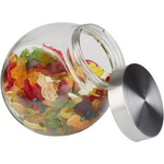 APS Vorratsglas mit Deckel (B)125 x (T)190 x (H)180 mm Glaskugel mit Schraubdeckel aus Edelstahl, aromadichter - 1 Stück (637)